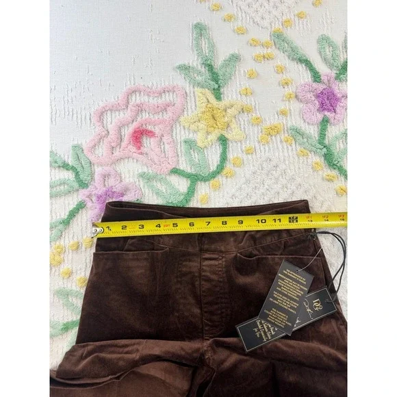 DG2 Diane Gilman Brown Velvet Moleskin Wide Leg Trousers Pants Size 0 NEW - Picture 4 of 9